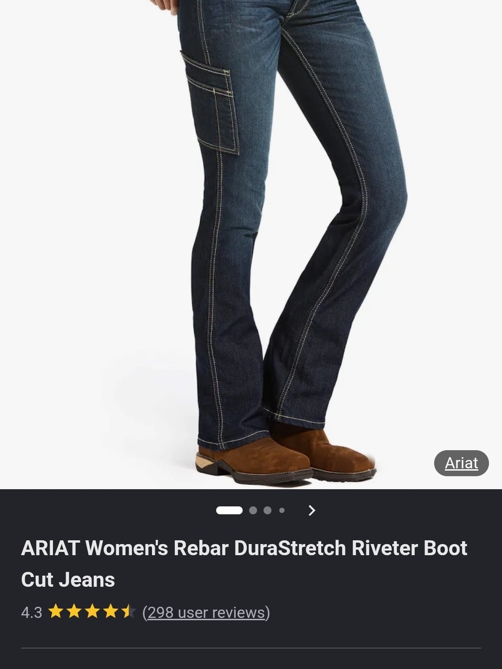 Ariat Women's Boot Cut Jeans in Dark Blue with Contrast Stitching NWT